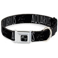 Load image into Gallery viewer, Dog Bone Black/Silver Seatbelt Buckle Collar - Zodiac AQUARIUS/Constellation Black/White
