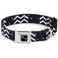 Load image into Gallery viewer, Dog Bone Black/Silver Seatbelt Buckle Collar - Zodiac Aquarius Symbol/Constellations Black/White
