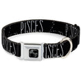 Load image into Gallery viewer, Dog Bone Black/Silver Seatbelt Buckle Collar - Zodiac PISCES/Constellation Black/White
