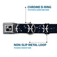 Load image into Gallery viewer, Dog Bone Seatbelt Buckle Collar - Zodiac Pisces Symbol/Constellations Black/White

