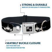 Dog Bone Black/Silver Seatbelt Buckle Collar - Airplane Silhouette Black/White