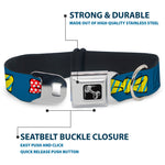 Dog Bone Seatbelt Buckle Collar - Bowties Blue/Multi Color