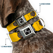 Dog Bone Seatbelt Buckle Collar - Brown Bear Repeat Yellow