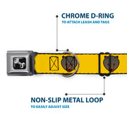 Dog Bone Seatbelt Buckle Collar - Brown Bear Repeat Yellow