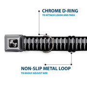 Dog Bone Black/Silver Seatbelt Buckle Collar - Printed Bullets Pattern Black/Gray