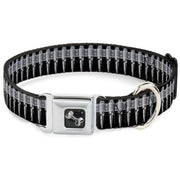 Dog Bone Black/Silver Seatbelt Buckle Collar - Printed Bullets Pattern Black/Gray