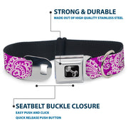 Dog Bone Seatbelt Buckle Collar - Bandana/Skulls Purple/White