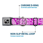 Dog Bone Seatbelt Buckle Collar - Bandana/Skulls Purple/White