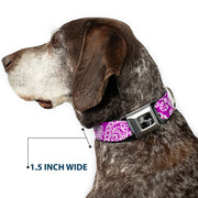 Dog Bone Seatbelt Buckle Collar - Bandana/Skulls Purple/White
