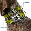 Load image into Gallery viewer, Dog Bone Seatbelt Buckle Collar - Bandana/Skulls Green/Gold
