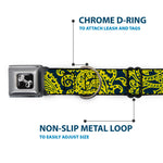 Dog Bone Seatbelt Buckle Collar - Bandana/Skulls Green/Gold