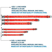 Dog Bone Seatbelt Buckle Collar - Bandana/Skulls Scarlet Red/Gold