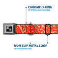 Load image into Gallery viewer, Dog Bone Seatbelt Buckle Collar - Bandana/Skulls Gold/Scarlet Red
