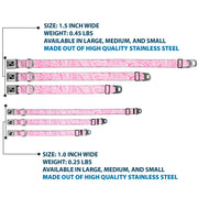 Dog Bone Seatbelt Buckle Collar - Bandana/Skulls Pink/White