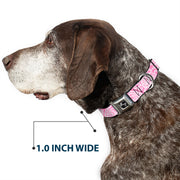 Dog Bone Seatbelt Buckle Collar - Bandana/Skulls Pink/White