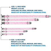 Dog Bone Seatbelt Buckle Collar - Bandana/Skulls White/Pink