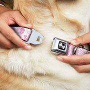 Dog Bone Seatbelt Buckle Collar - Bandana/Skulls White/Pink