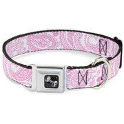 Dog Bone Seatbelt Buckle Collar - Bandana/Skulls White/Pink