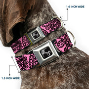Dog Bone Seatbelt Buckle Collar - Bandana/Skulls Pink/Black