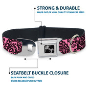 Dog Bone Seatbelt Buckle Collar - Bandana/Skulls Pink/Black
