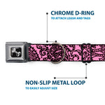 Dog Bone Seatbelt Buckle Collar - Bandana/Skulls Pink/Black