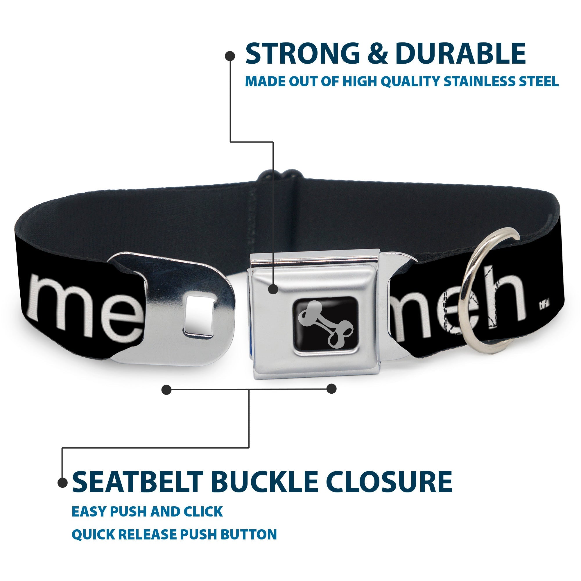 Dog Bone Seatbelt Buckle Collar - Broken Heart MEH Black/Red/White