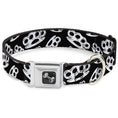 Load image into Gallery viewer, Buckle-Down Seatbelt Buckle Dog Collar - Brass Knuckles Black/White
