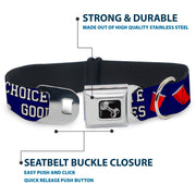Buckle-Down Seatbelt Buckle Dog Collar - Beer Pong BAD CHOICES CREATE GOOD STORIES Blue/White/Red