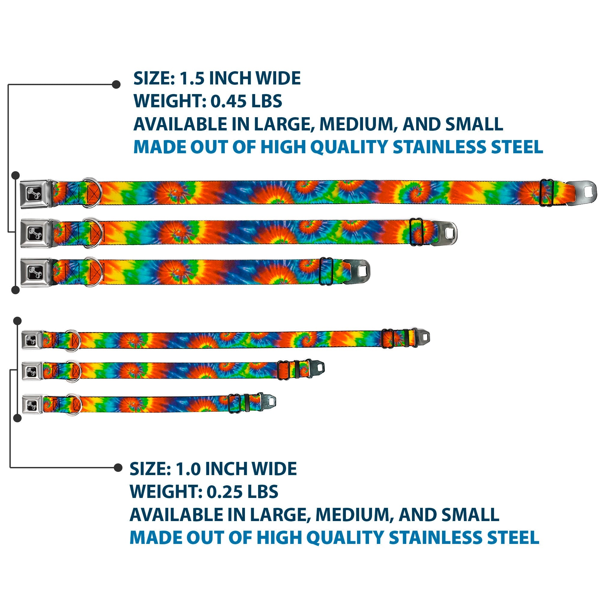 Dog Bone Seatbelt Buckle Collar - BD Tie Dye13