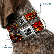 Dog Bone Seatbelt Buckle Collar - Beach Tags Stacked Brick Wall/Beach Scenes