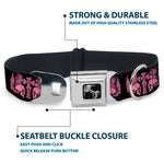 Dog Bone Seatbelt Buckle Collar - BD Skulls w/Wings Black/Pink