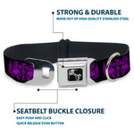 Dog Bone Seatbelt Buckle Collar - BD Skulls w/Wings Black/Purple