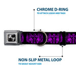 Dog Bone Seatbelt Buckle Collar - BD Skulls w/Wings Black/Purple