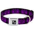 Load image into Gallery viewer, Dog Bone Seatbelt Buckle Collar - BD Skulls w/Wings Black/Purple

