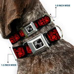 Dog Bone Seatbelt Buckle Collar - BD Skulls w/Wings Black/Red