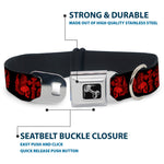 Dog Bone Seatbelt Buckle Collar - BD Skulls w/Wings Black/Red