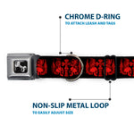 Dog Bone Seatbelt Buckle Collar - BD Skulls w/Wings Black/Red