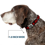 Dog Bone Seatbelt Buckle Collar - BD Skulls w/Wings Black/Red