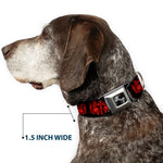 Dog Bone Seatbelt Buckle Collar - BD Skulls w/Wings Black/Red