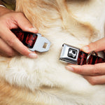 Dog Bone Seatbelt Buckle Collar - BD Skulls w/Wings Black/Red
