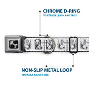 Dog Bone Seatbelt Buckle Collar - BD Skulls w/Wings White/Black