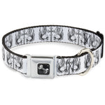 Dog Bone Seatbelt Buckle Collar - BD Skulls w/Wings White/Black