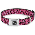 Load image into Gallery viewer, Dog Bone Seatbelt Buckle Collar - Brains Black/Pink
