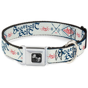 Dog Bone Seatbelt Buckle Collar - BD AUTHENTIC SEATBELT BELT White/Blue/Red