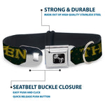 Dog Bone Seatbelt Buckle Collar - BD Winged Skull ENJOY THE RIDE Olive/Lime Green