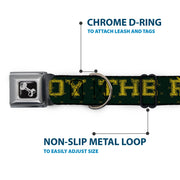 Dog Bone Seatbelt Buckle Collar - BD Winged Skull ENJOY THE RIDE Olive/Lime Green