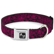 Dog Bone Seatbelt Buckle Collar - BD Logo Scattered Black/Fuchsia