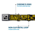 Load image into Gallery viewer, Dog Bone Seatbelt Buckle Collar - BD Logo Scattered Black/Yellow
