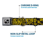 Dog Bone Seatbelt Buckle Collar - BD Logo Scattered Black/Yellow