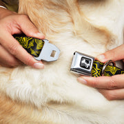 Dog Bone Seatbelt Buckle Collar - BD Logo Scattered Black/Yellow